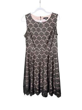 Kensie Womens Black Sheath Lace Fringe Lined Party Cocktail Dress Size 10